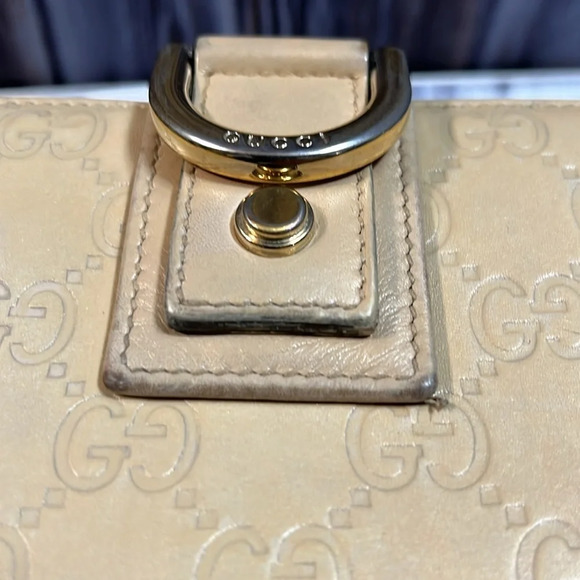 GUCCI CREAM LEATHER BIFOLD ZIP WALLET WITH SIGNATURE HORSE BIT CLASP. - Picture 9 of 16